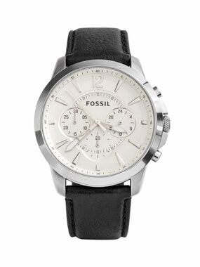 Fossil FS-4647 Chronograph Men's Watch Stainless Steel Cream Dial Leather Strap